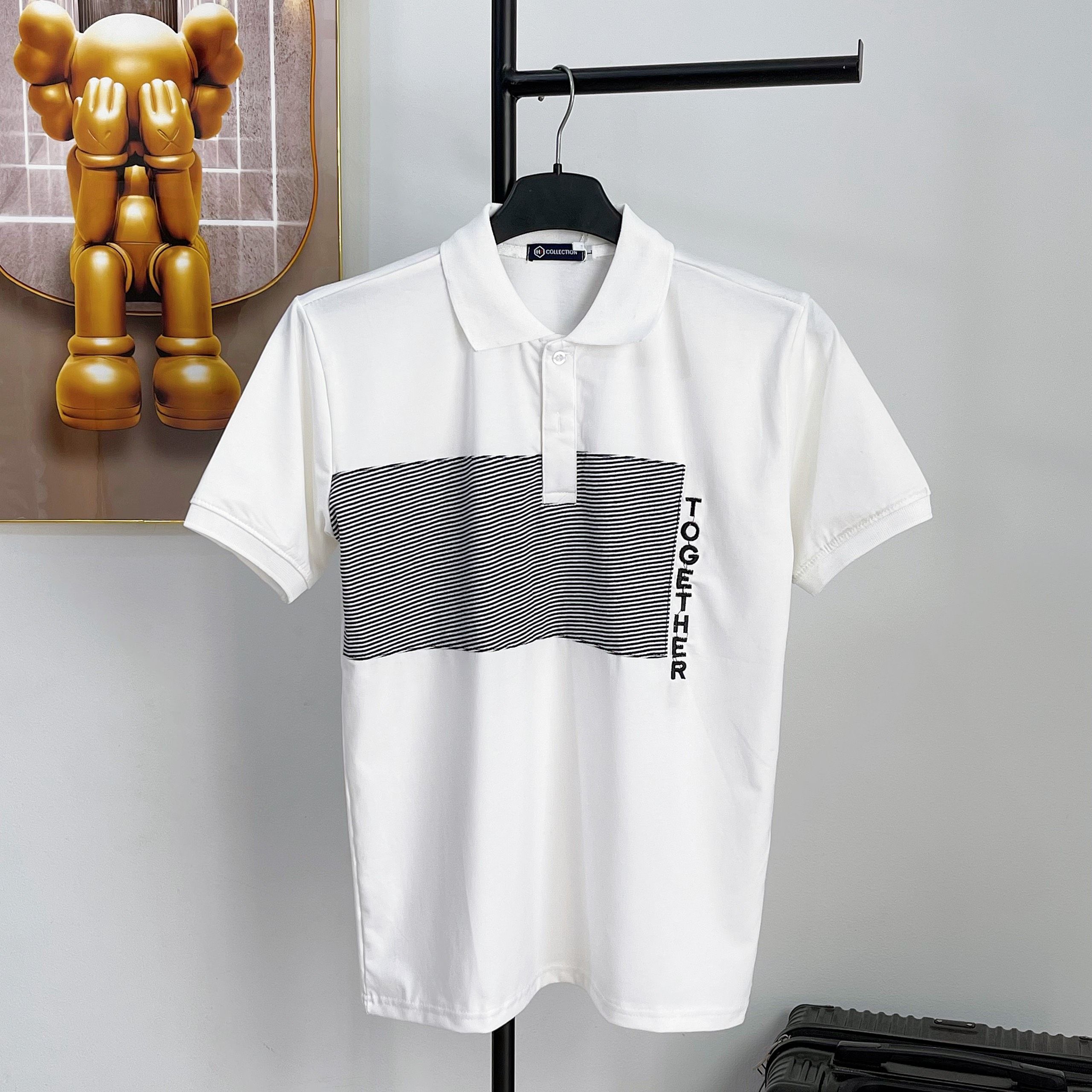 Áo thun polo nam có cổ tay ngắn phối loang in họa tiết DO chất vải thun lạnh thoáng mát phong cách thời trang mới chuẩn shop giá rẻ - 2