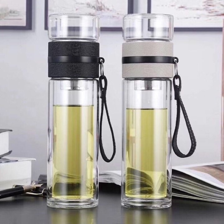 Bình lọc trà,bình thủy tinh chịu nhiệt pha trà 2 lớp cách nhiệt có lõi lọc inox 304