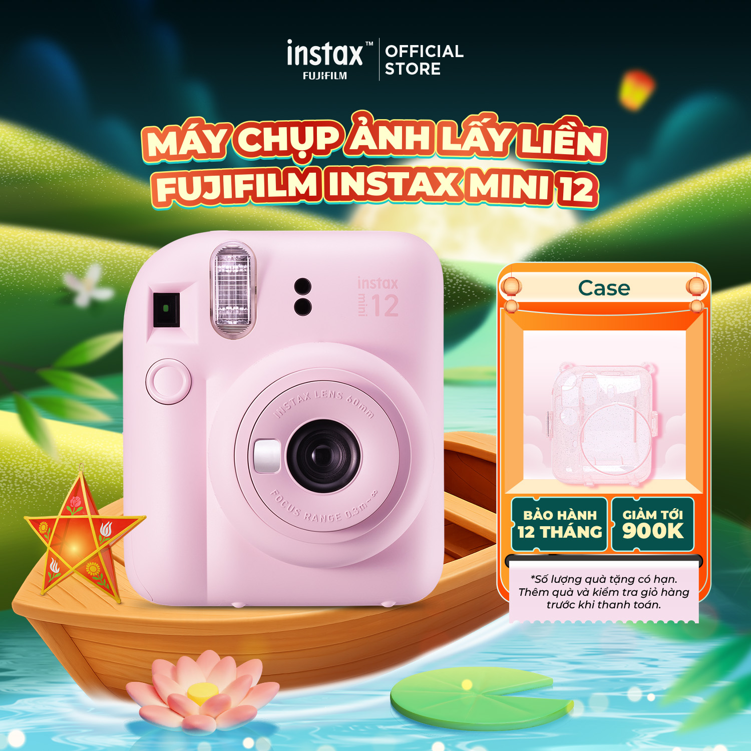 Máy Chụp Ảnh Lấy Liền Fujifilm Instax Mini 12 - Bảo Hành 12 Tháng (Không kèm film)