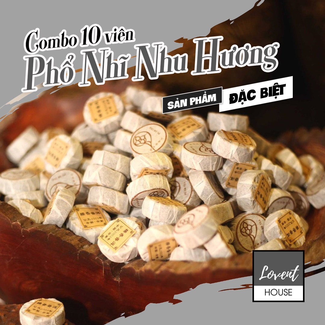 Combo 10 viên trà phổ nhĩ hương nhu - trà phổ nhĩ chín vị lá "dứa" - sản phẩm đặc biệt -