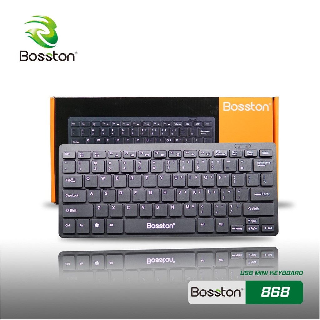 Bàn phím mini có dây Bosston 868/K1000 (Đen) Thiết kế giảm tiếng ồn / Keyboard Bosston 868/K1000 Mini