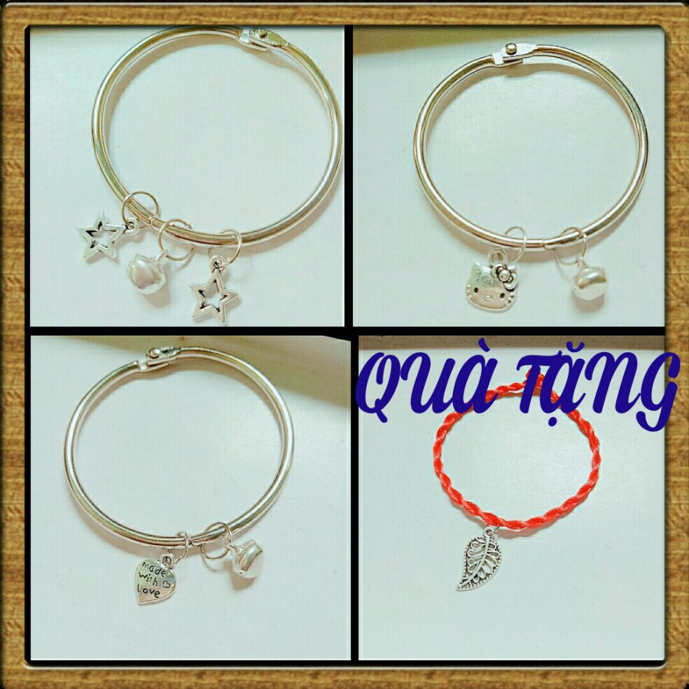 Combo 3 kiềng tay cao cấp kèm hình ngôi sao, mèo kitty, trái tim (tặng vòng tay chỉ đỏ)