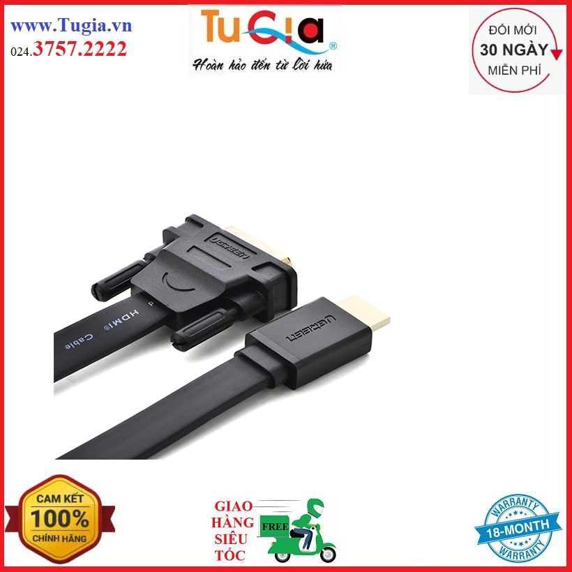 Cáp hdmi to dvi mỏng dẹt dài 15m ugreen 30142-hàng chính hãngmỏng dẹt dài 15m ugreen 30142-hàng chính hãng