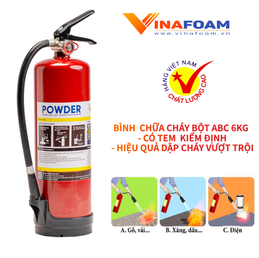 Bình cứu hoả dạng bột abc 6kg/vp6/ bình chữa cháy/ vinafoam-việt nam/ fire extinguisher/灭火器