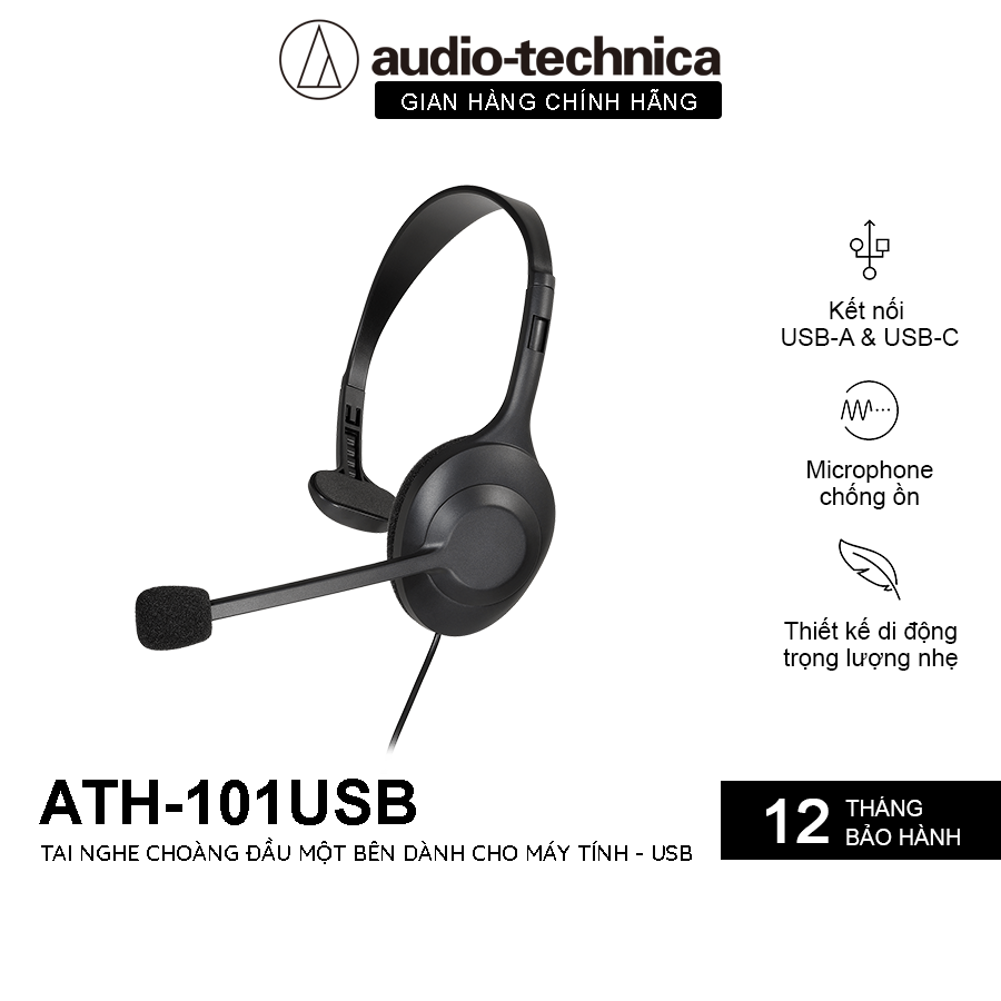 Tai nghe máy tính một bên tai usb audio technica ath-101usb - hàng chính hãng