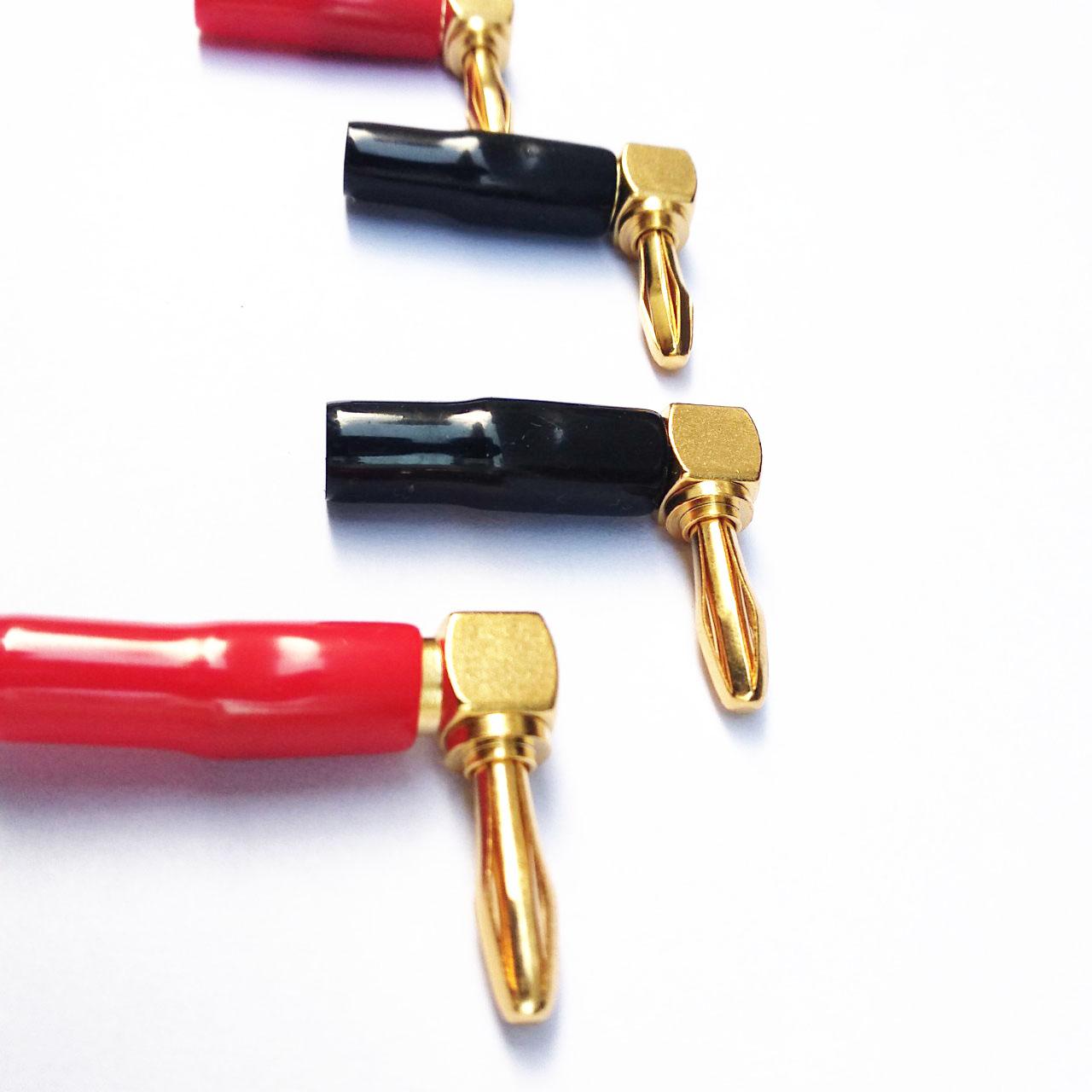 Combo Jack loa cong bắp chuối vàng 2 cặp gồm 4 cái (đỏ, đen)