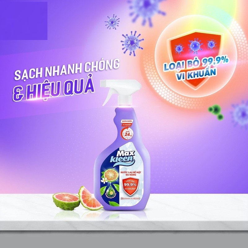 Combo 3 chai nước lau bề mặt đa năng maxkleen