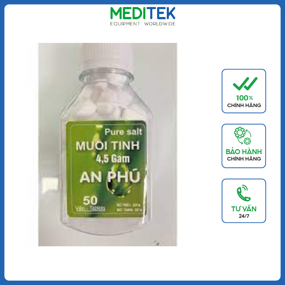 Viên muối tinh pha dung dịch muối sinh lý 0,9%, an phú, lọ 20 viên