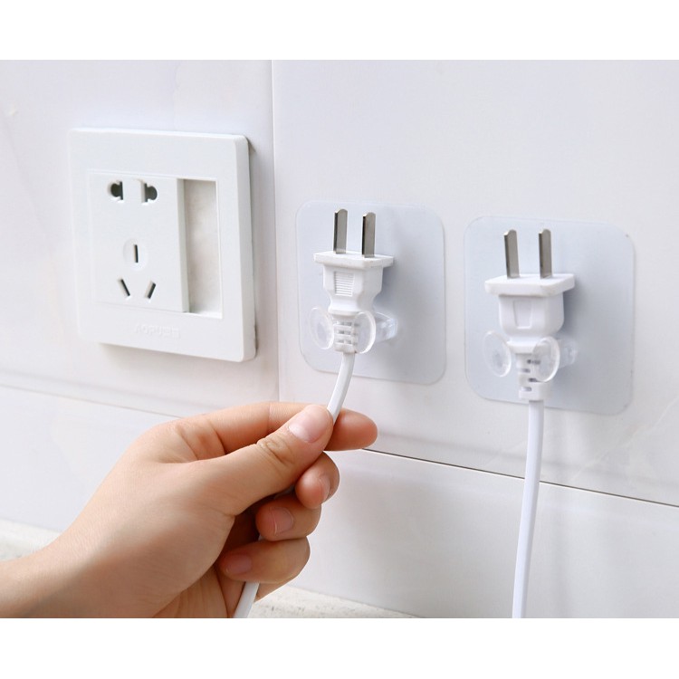 Móc dán tường kẹp giữ dây điện, phích cắm điện