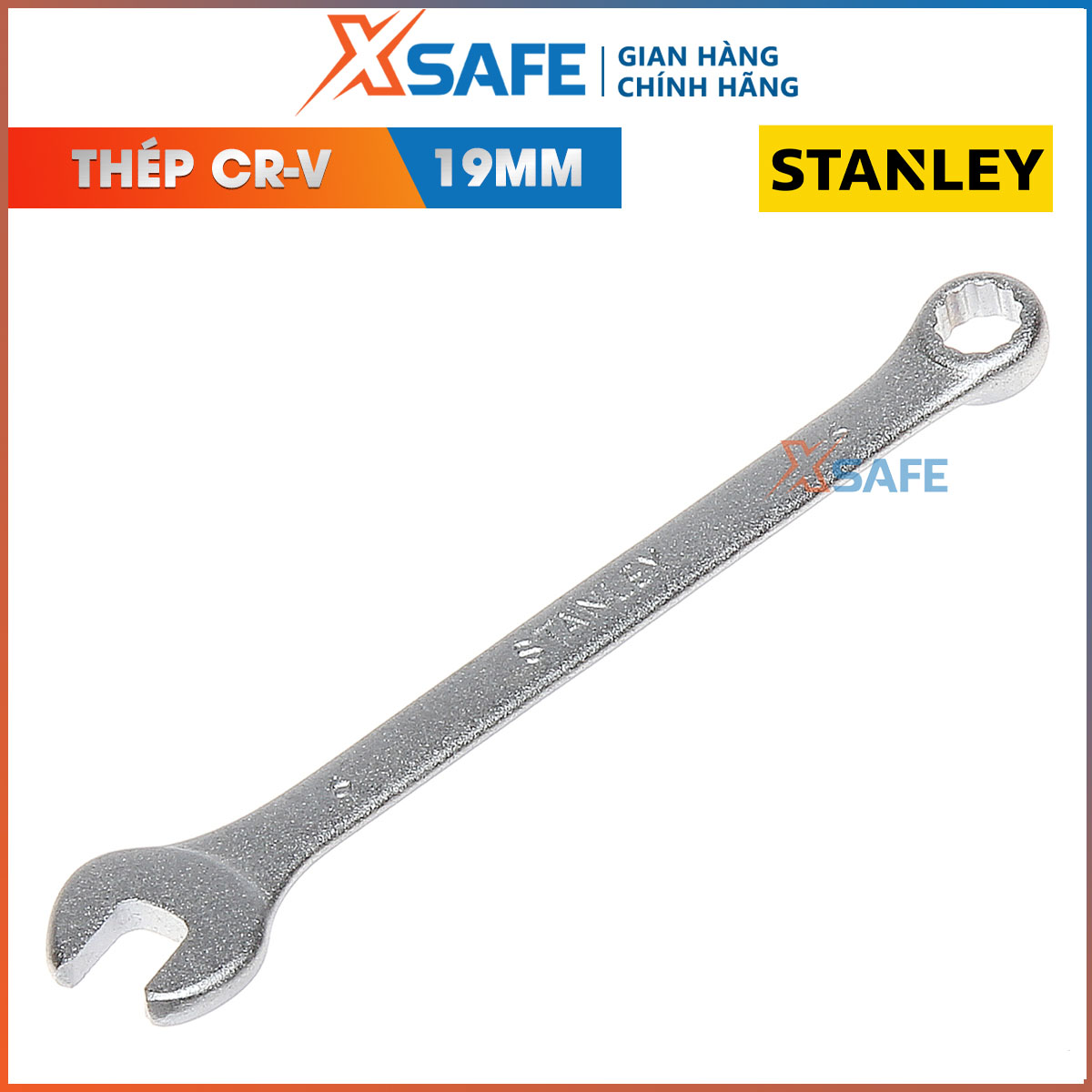 Cờ lê vòng miệng SL STANLEY STMT79114-8B 19mm Cờ lê vòng miệng Stanley chất liệu thép CR-V cứng không gỉ, tay cầm vừa vặn chống trơn trượt và thiết kế 1 đầu hở 1 đầu tròn, chống biến dạng đai ốc