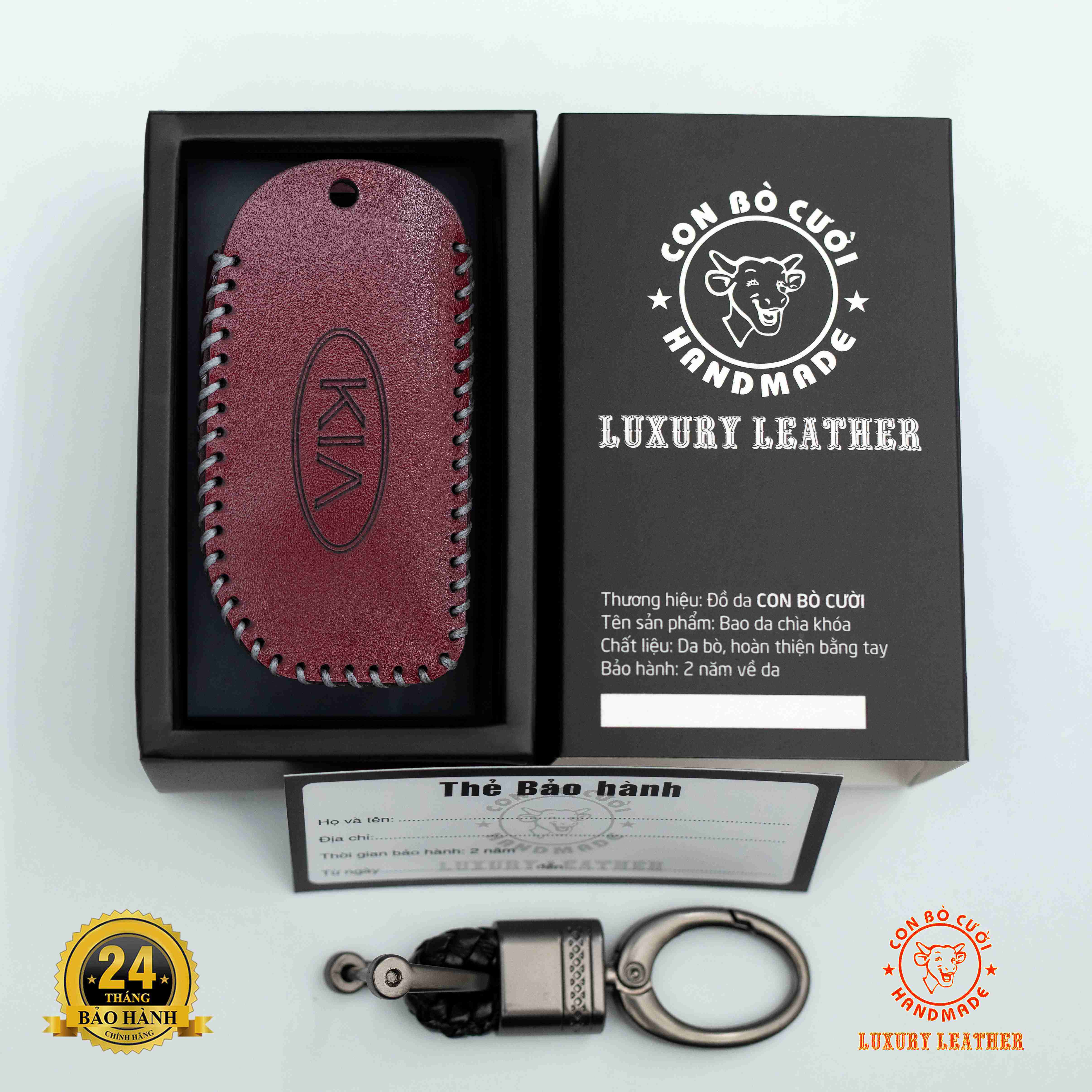 Bao Da Chìa Khoá KIA Cerato 2020 - Smart Key - Da 100% - May Thủ Công - Hàng Da 100%