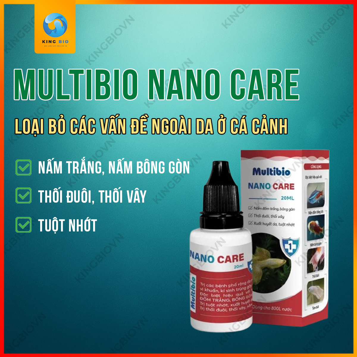 Multibio Nano Care - chế phẩm loại bỏ nấm và các vấn đề ngoài da ở cá cảnh