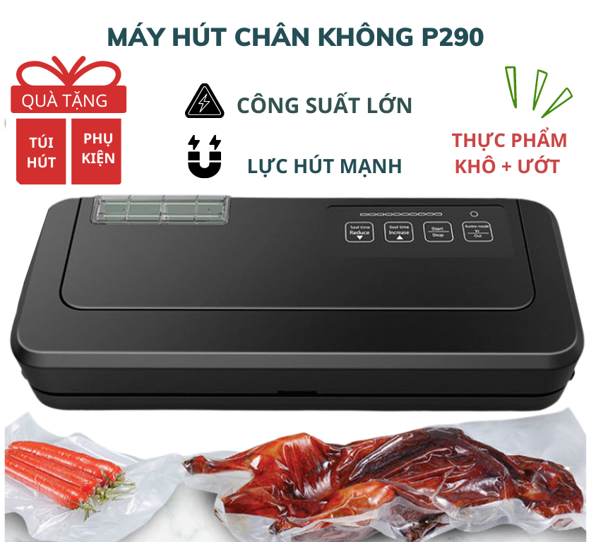 Mua máy hút chân không, máy hút chân không không kén túi KAW P290, máy hút chân không kiêm hàn miệng túi + TẶNG TÚI