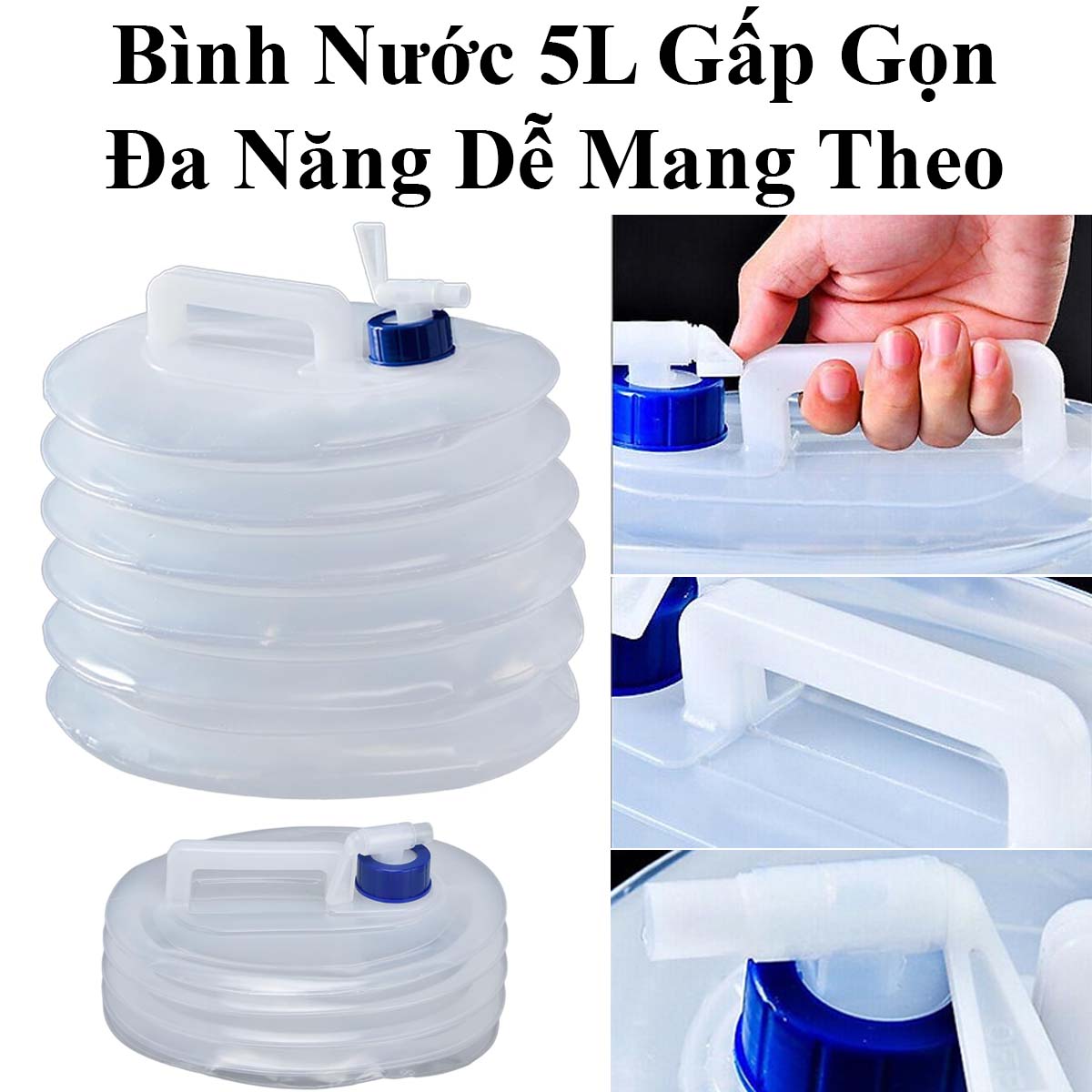 Bình Nước 5L Gấp Gọn Đa Năng Tiện Dụng Dễ Mang Theo
