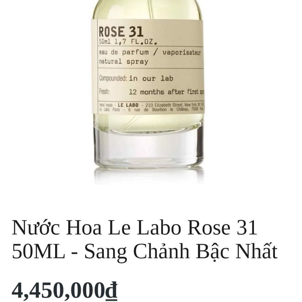 nước hoa labo rose 31 . 33