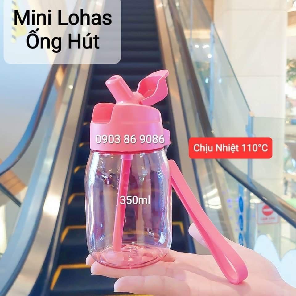 Bình Nước Tupperware Mini Lohas with Straw màu hồng 350ML