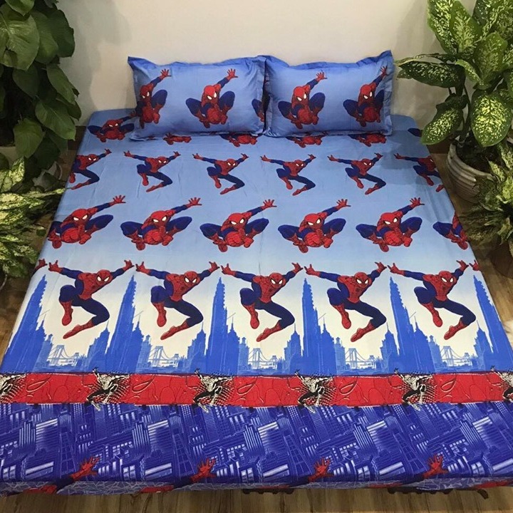 Bộ Chăn Ga Gối Cotton Poly - Hình Người Nhện Nhí ( 3 Món , 4 Món , 5 Món ) Tiệm Nhà Cá