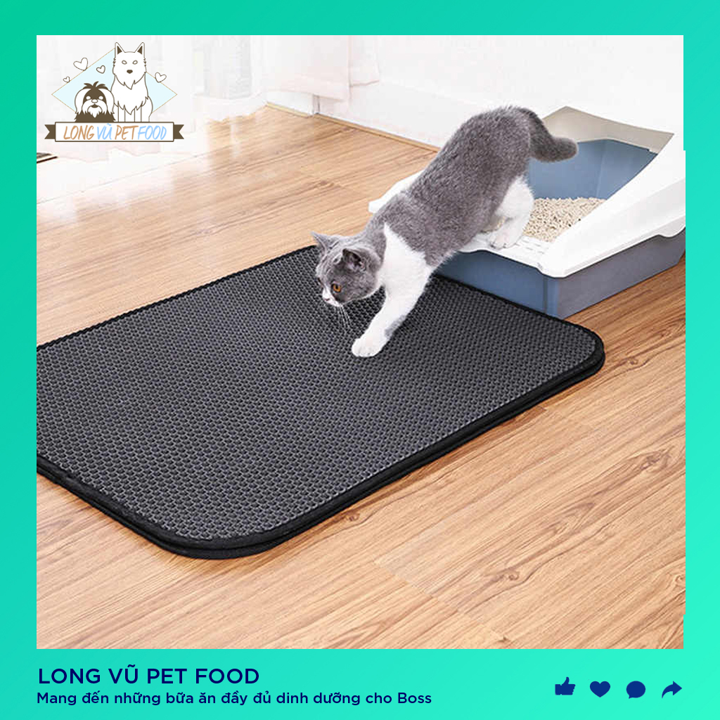 Thảm lót khay vệ sinh mèo chống văng cát loại dày 3 size - Thảm lọc cát lót nhà vệ sinh cho mèo - Long Vũ Pet Food