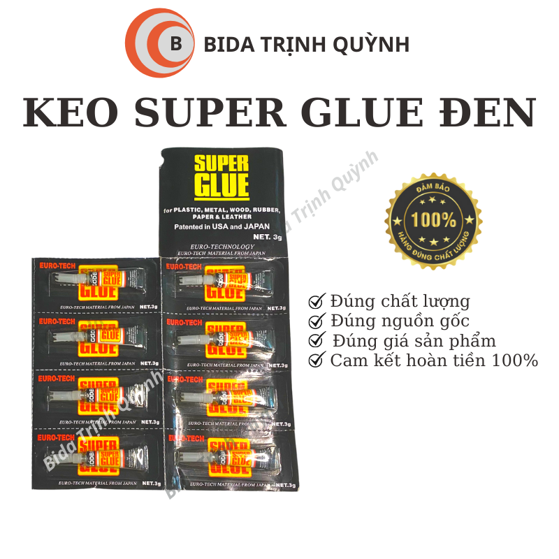 Keo dán super glue - keo dán chuyên dùng đầu cơ bida/bi-a dạng keo vỉ màu đen tuýp 3g