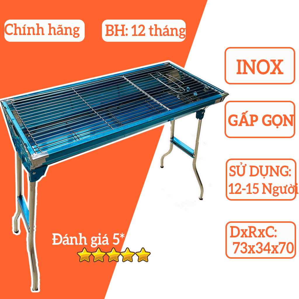 Bếp Nướng Than hoa Inox Gấp Gọn Phù hợp Dã ngoại nướng sân vườn Homestay kinh doanh đồ nướng Mẫu H2 Lò Nướng Gấp Gọn Lò Nướng Ngoài Trời