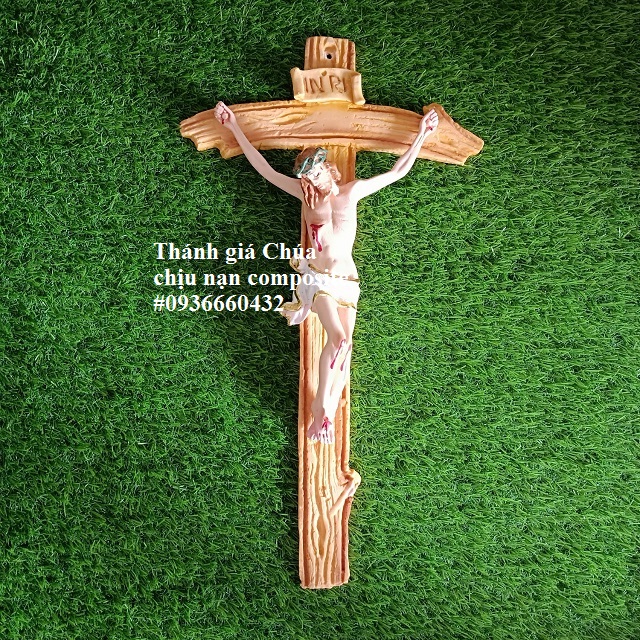 Tượng Thánh giá Chúa chịu nạn 40cm màu nâu giống gỗ hoặc màu da quà tặng công giáo composite