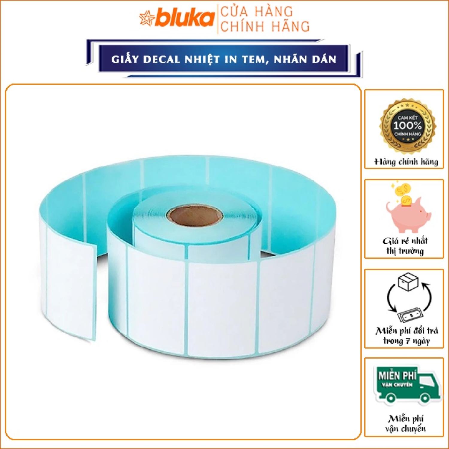 Giấy decal nhiệt in tem, mã vạch 50x30 , 60x40 cuộn 30m