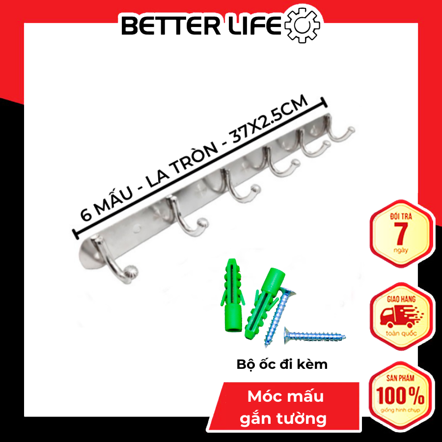 Móc treo quần áo inox 6 móc - BetterLife
