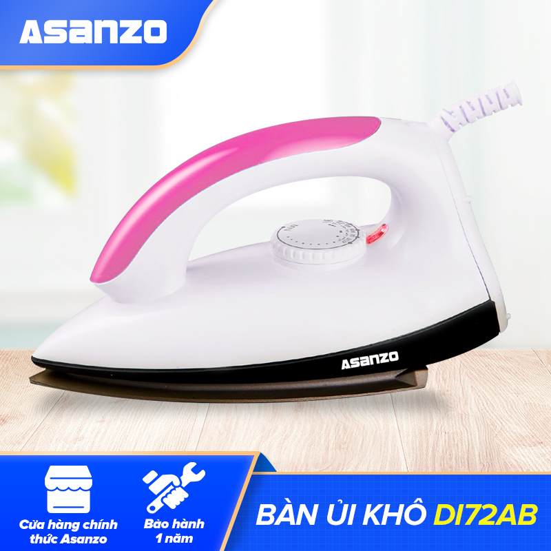 Bàn Ủi Khô 1000W Asanzo DI72AB - Hàng Phân Phối Chính Hãng Bảo Hành 1 Năm