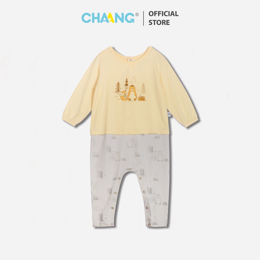 [CHAANG] Bộ body dài cúc sau Snow vàng bé gái Chaang