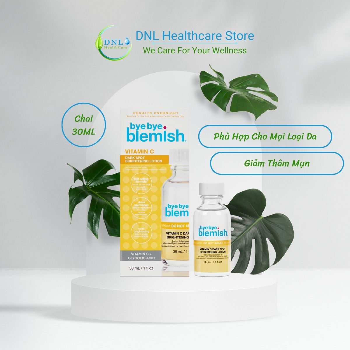 Lotion Chấm Mụn Vitamin C Giảm Mụn Nhanh Sau 1 Đêm Dành Cho Da Mụn Thâm Bye Bye Blemish Vitamin C Dark Spot Brightening