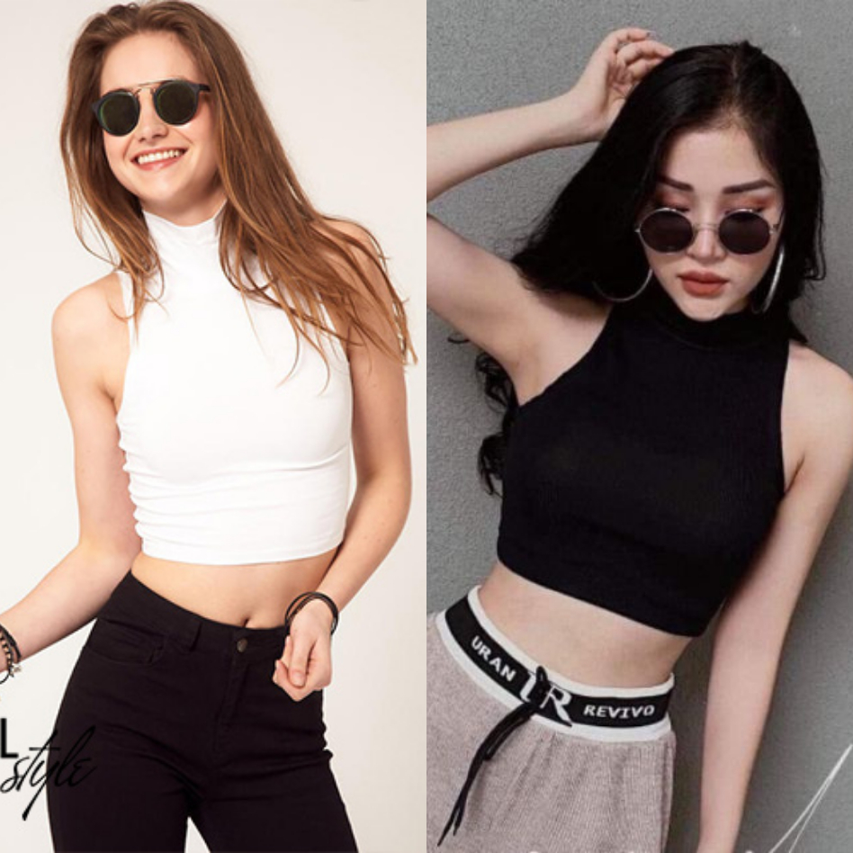 Áo Croptop Nữ - Áo Thun Nữ Ba Lỗ Ôm Body Cổ Lọ 3 Phân Chất Thun Borip Mịn Đẹp Thời Trang Nữ Lyna's House - LH124