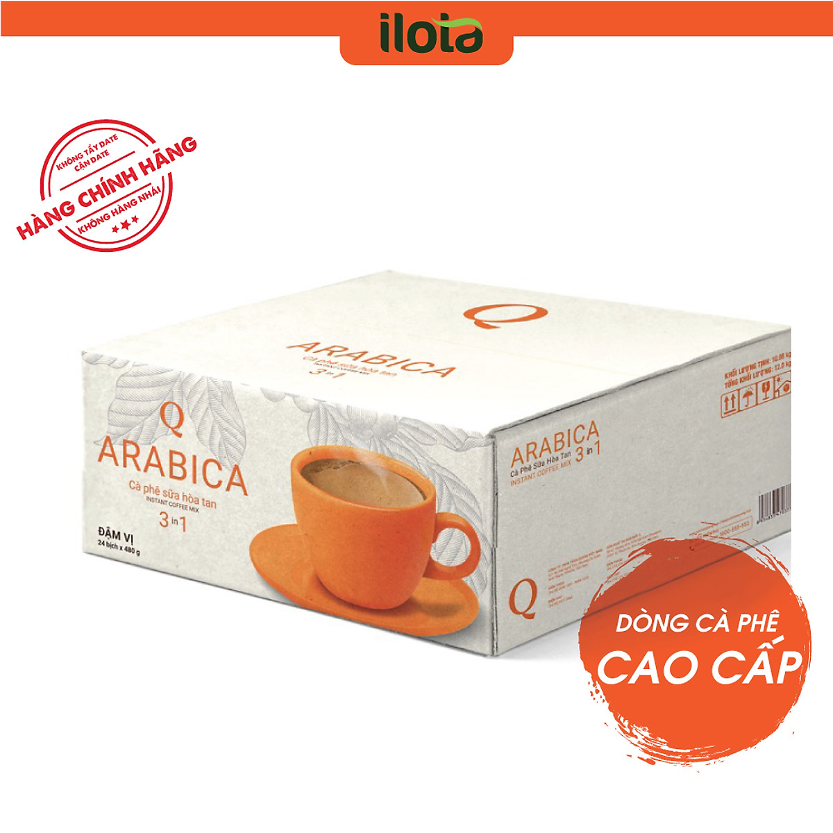 Thùng cà phê sữa Arabica Trần Quang 21 bịch 480g Instant Coffee mix 3 in 1