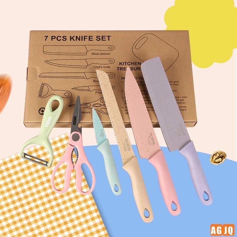 Bộ dao kéo nhà bếp 6 món tiện dụng/ bộ dao everrich lúa mạch 6 món/ bộ 6 món dao nhà bếp tiện dụng kitchen/ bộ dao 6 món lúa mạch