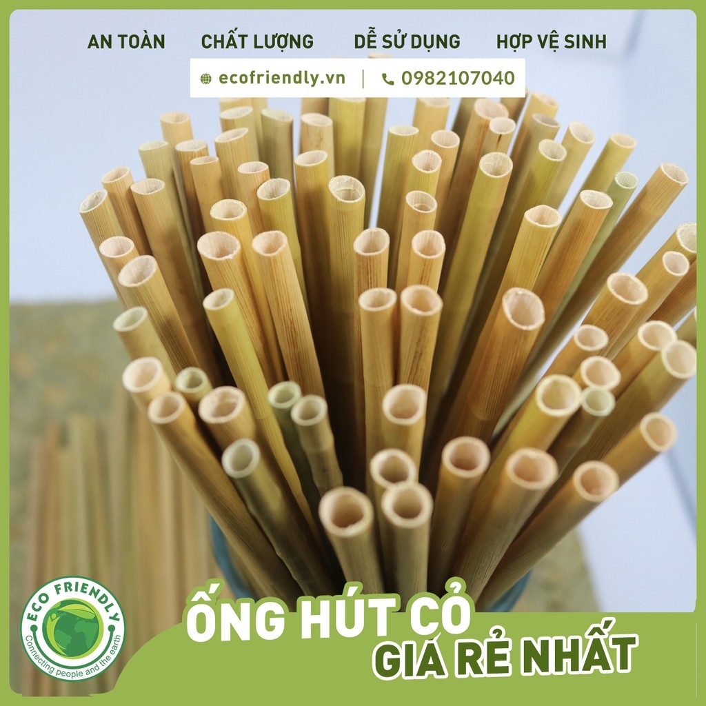 Ống hút cỏ bàng Hộp 100 ống dài 20 cm - Hàng xuất khẩu đi Mỹ - Dùng được cho tất cả các loại thức uống
