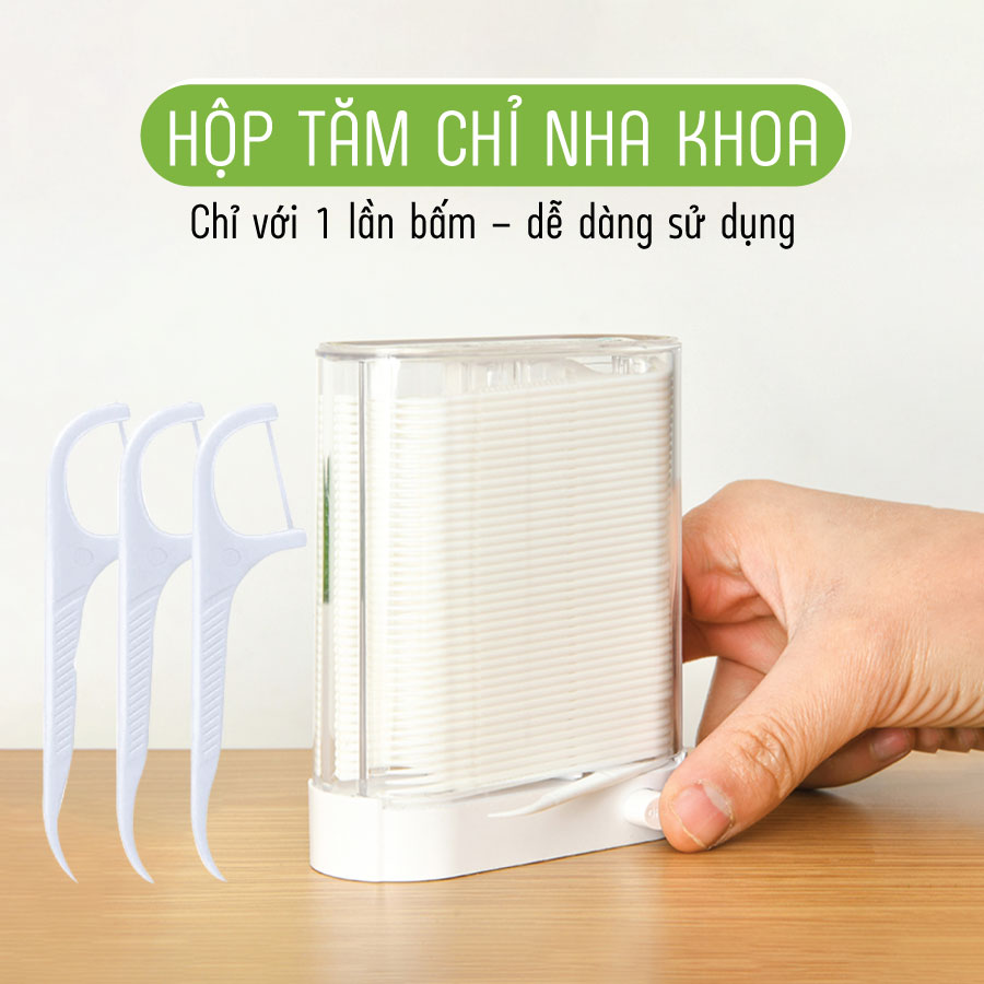 Hộp đựng chỉ nha khoa khử trùng làm sạch răng miệng, chăm sóc răng lợi hộp, lấy tăm chỉ 1 lần bấm du y nhất