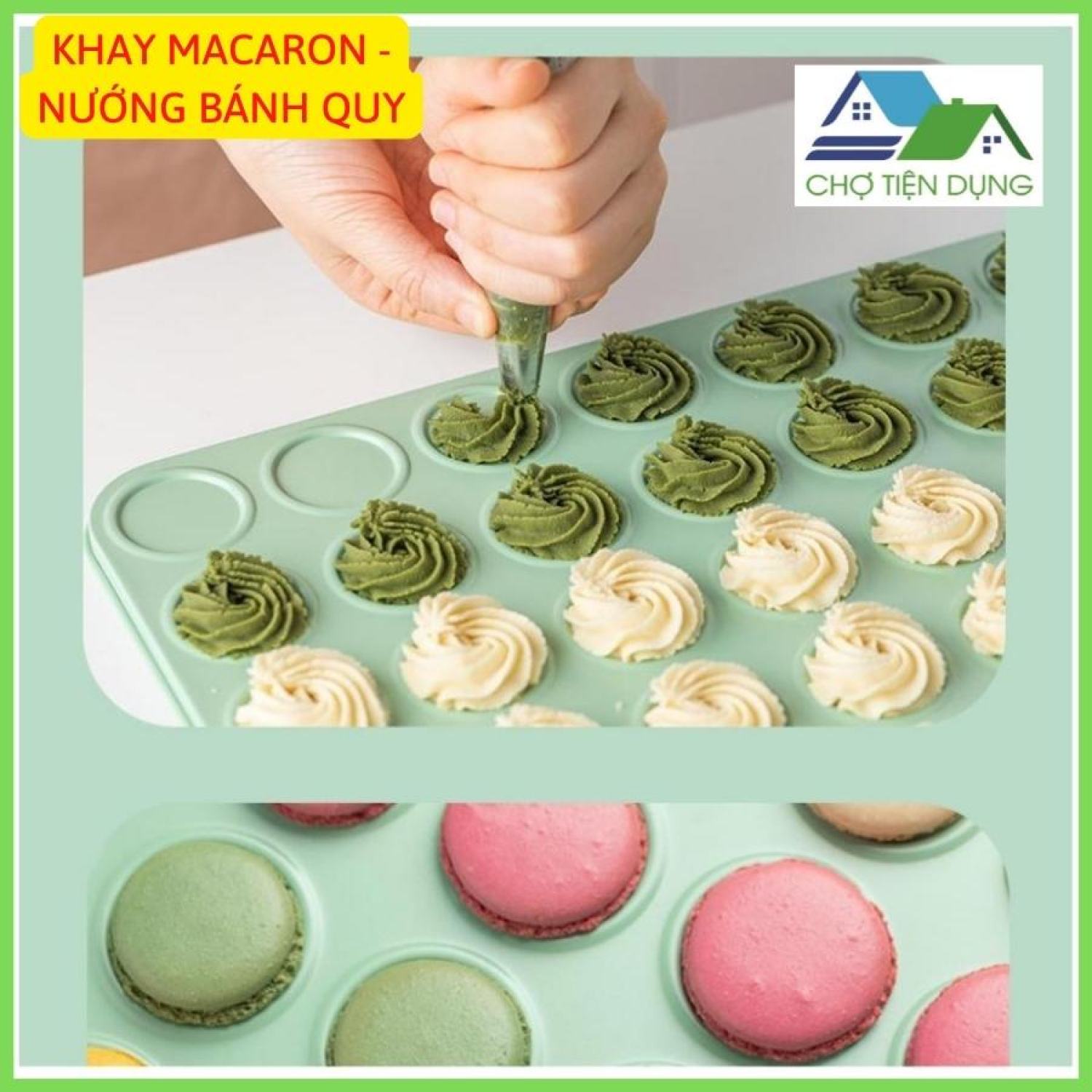 Khay nướng bánh macaron dụng cụ làm bánh quy chống dính 30 bánh cao cấp - traymacron30