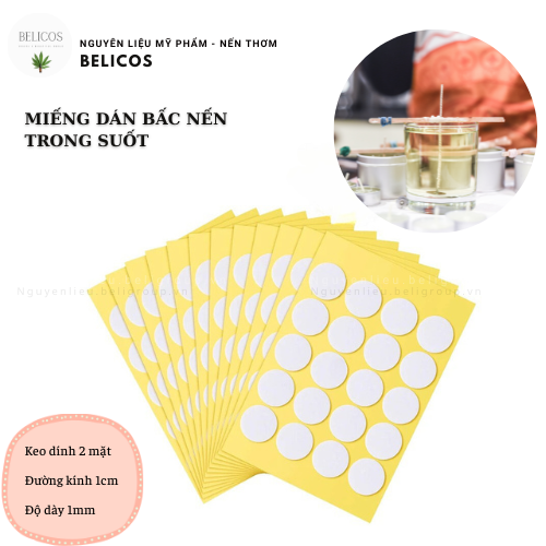 Miếng dán bấc nến trong suốt - Keo dán đế bấc 2 mặt