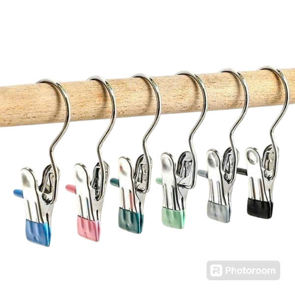 Combo 45 Móc Kẹp Đơn Đa Năng Chất Liệu Thép Không Gỉ Có Đầu Bọc Silicon Chống Tuột,Móc Treo Quần Áo