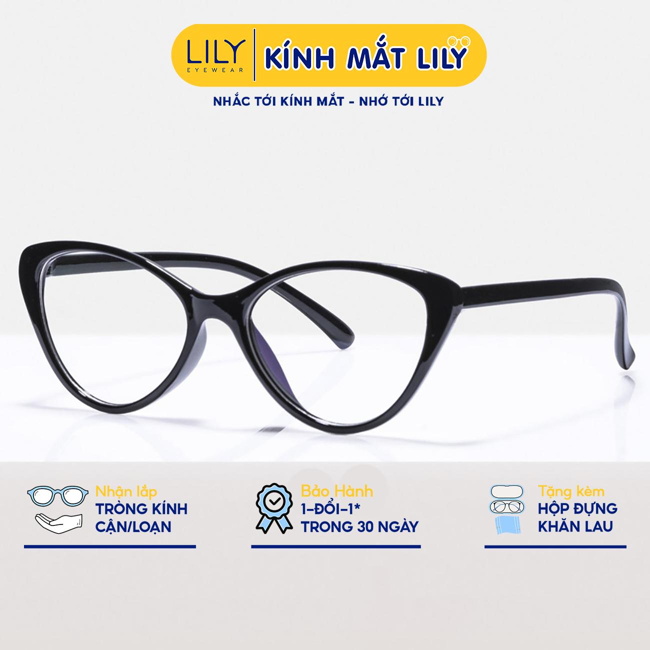 Kính Mắt Mèo Nữ Lilyeyewear Nhựa Dẻo Giả Cận Dễ Đeo Màu Sắc Thời Trang 2383