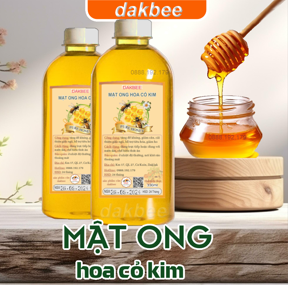 330ml mật ong rừng hoa cỏ kim nguyên chất daklak - ngon đậm đà từ hoa cỏ thiên nhiên [dakbee]
