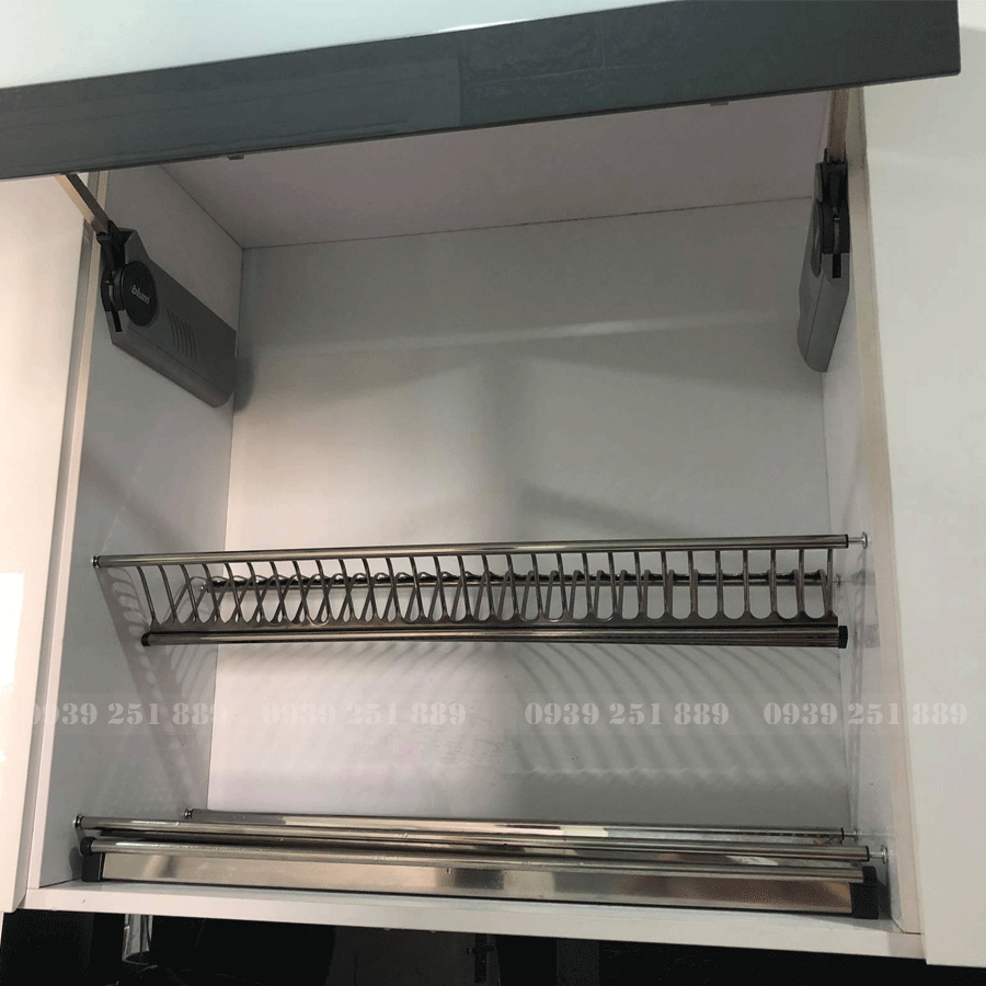 Kệ chén dĩa cố định chữ V cho tủ bếp trên - Kệ chén dĩa 2 tầng âm tủ