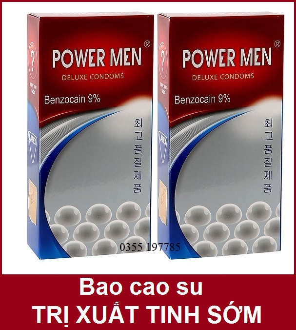 Freeship bộ 2 hộp bao cao su kéo dài thời gian powermen ngọc trai 24 chiếc