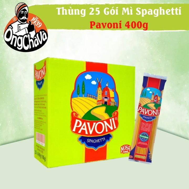 Thùng 25 gói mì ý pavoni 400g 100% lúa mì nguyên chất