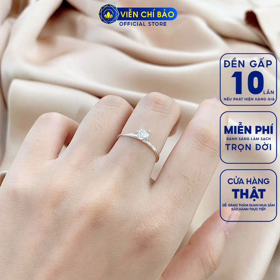 Nhẫn bạc nữ dáng trơn đá trái tim chất liệu bạc 925 thời trang phụ kiện trang sức Viễn Chí Bảo N400885