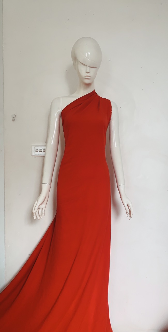 1,6m vải co giãn 4 chiều màu đỏ mềm mịn chất đẹp khổ 1m50 may áo dài, áo kiểu, váy đầm, dạ hội, maxi, bộ quần áo