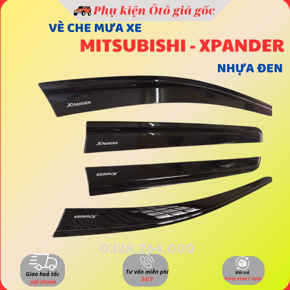  Vè che mưa xe Mitsubishi Xpander 2018 ->2025 Nhựa đen thái cao cấp dày dặn sáng bóng 