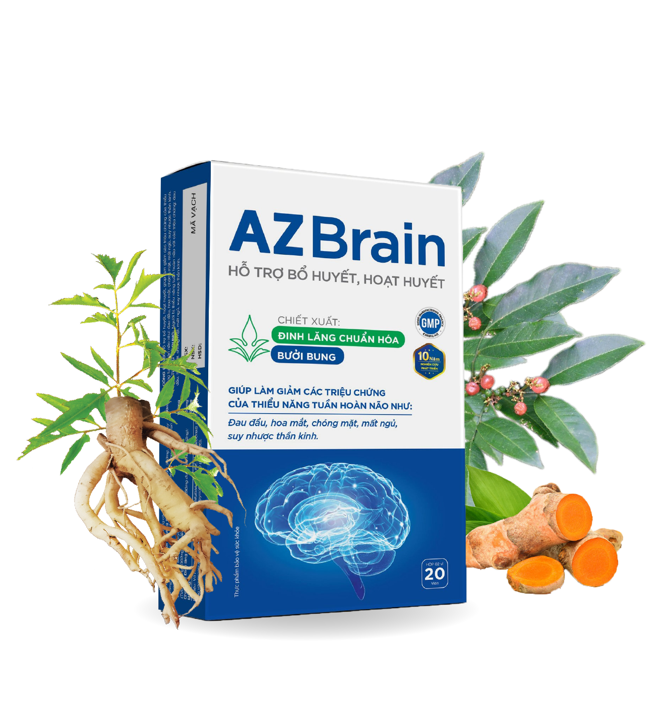 Hoạt huyết dưỡng não AZBrain - hết hoa mắt, chóng mặt, đau đầu, mất ngủ
