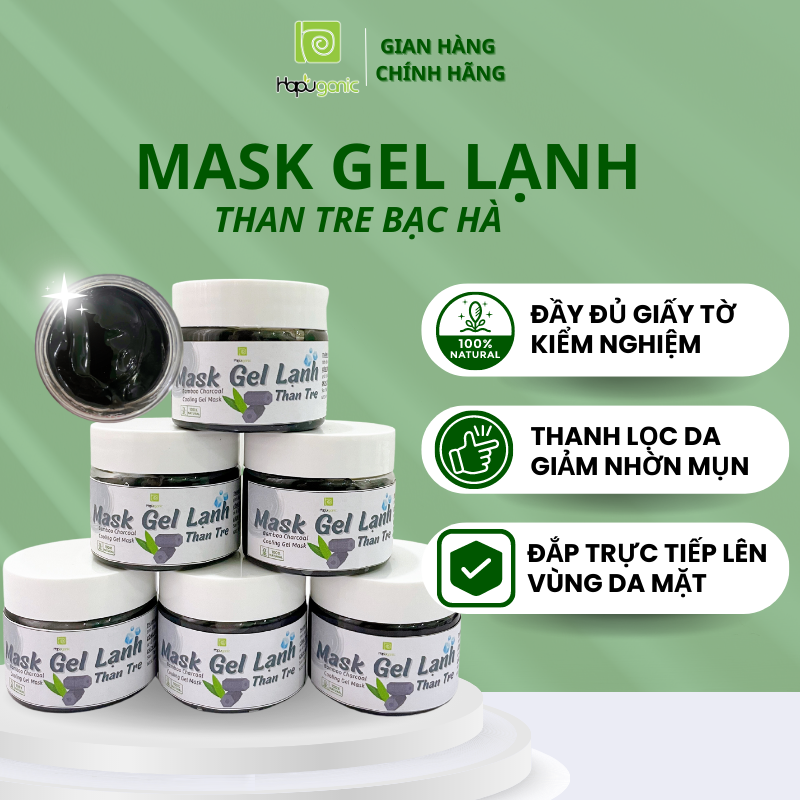 Mask Gel Lạnh Than Tre Hapuganic giảm mụn, hút nhờn, thanh lọc da