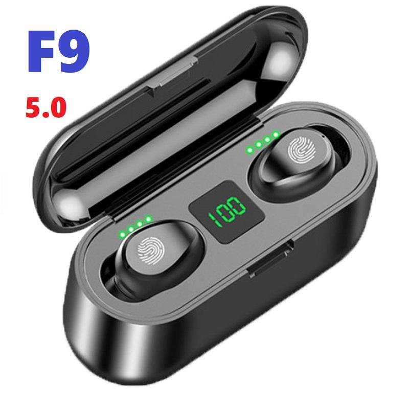 Tai nge không dây bluetooth 5.0 amoi f9 - nút cảm ứng, âm thanh hay pas chuẩn - đèn led hiện thị pin tai nge