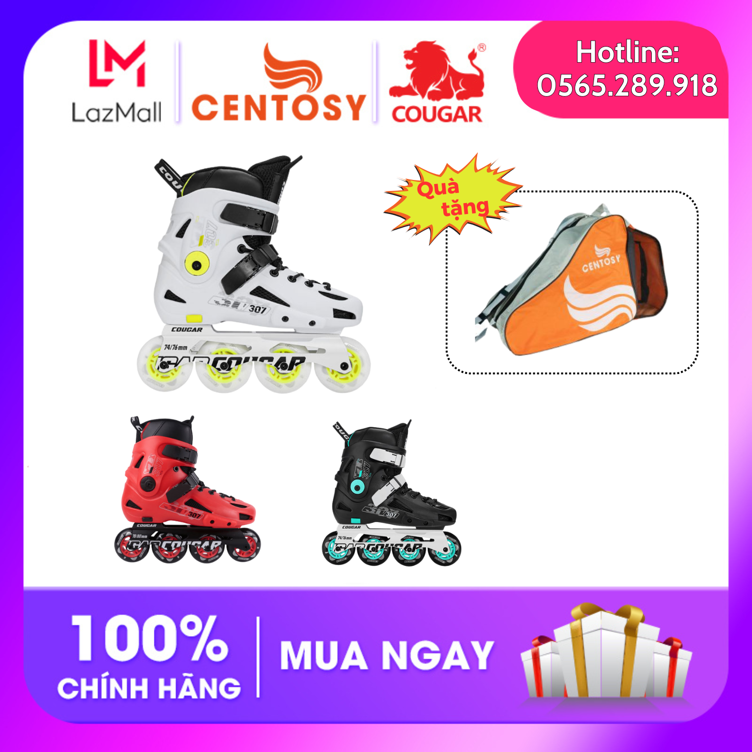 Giày trượt patin người lớn 307C Tặng kèm túi đựng giày patin chuyên dụng